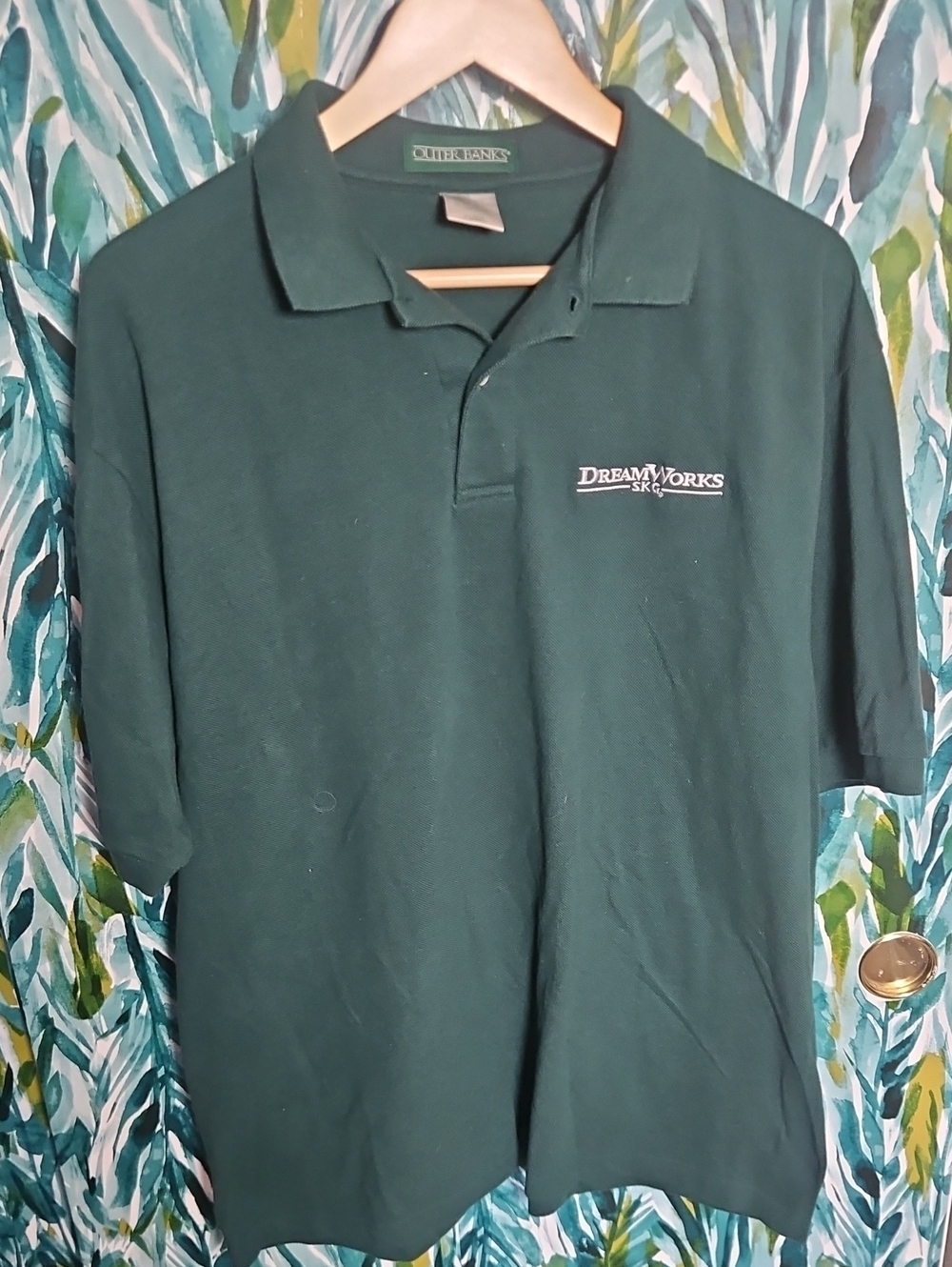 Rare Vintage Outer Banks Dreamworks SKG Logo Dark Green Men's Polo